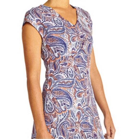 Title Nine Daring Floral Paisley Dress Purple Orange Size Large Knee Length - Picture 1 of 9